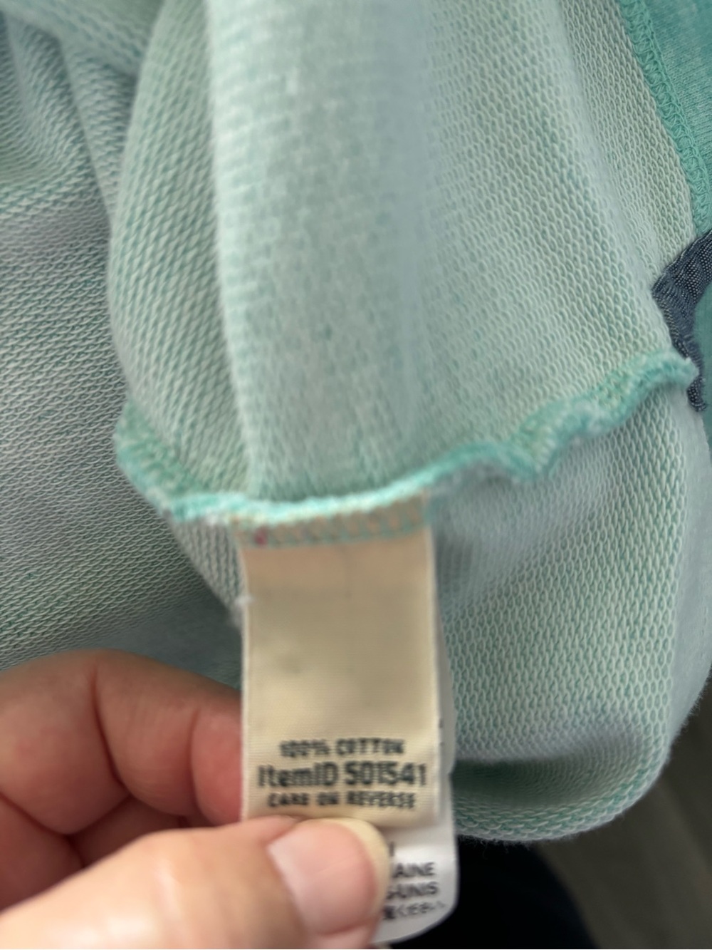 L.L.Bean Seafoam Green Pullover with Denim Trim - Picture 5 of 6